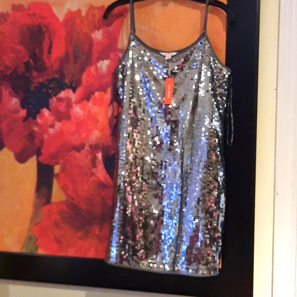 NWT SEXY Silver SEQUIN mini dress size small